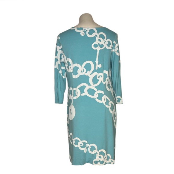 LILLY PULITZER Jonah Dress Shorely Blue Ball and Chain Print Shift Size Large - Picture 4 of 11